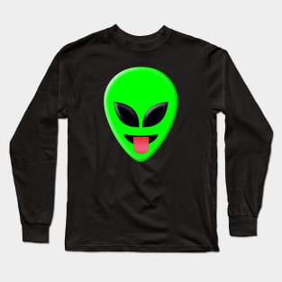 Alien Head Tongue Out Emoji Long Sleeve T-Shirt